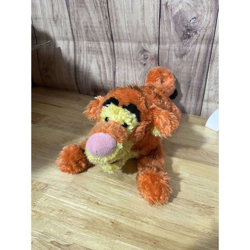 Disney Store Plush Laying Tigger Winnie the Pooh Curly Tail Soft Stuffed Toy 15"